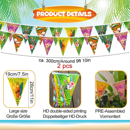 Hawaii Sommer Party Deko 14 Stück Wimpelkette Strand