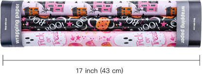 Halloween Geschenkpapierrolle Mini-Rolle 3 Rollen 43,2 cm x