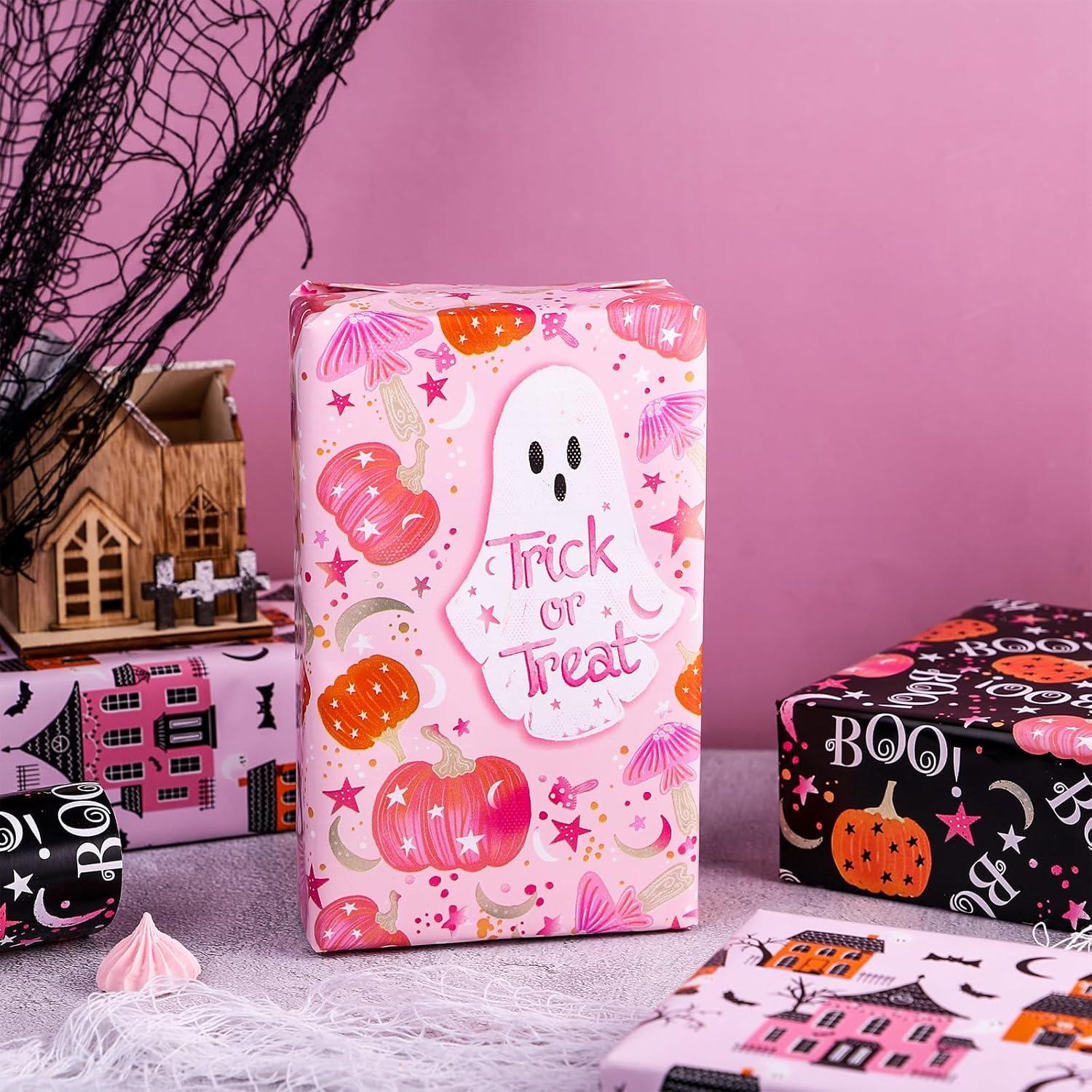Halloween Geschenkpapierrollen 3er Set dunkles magisches Schloss Geist