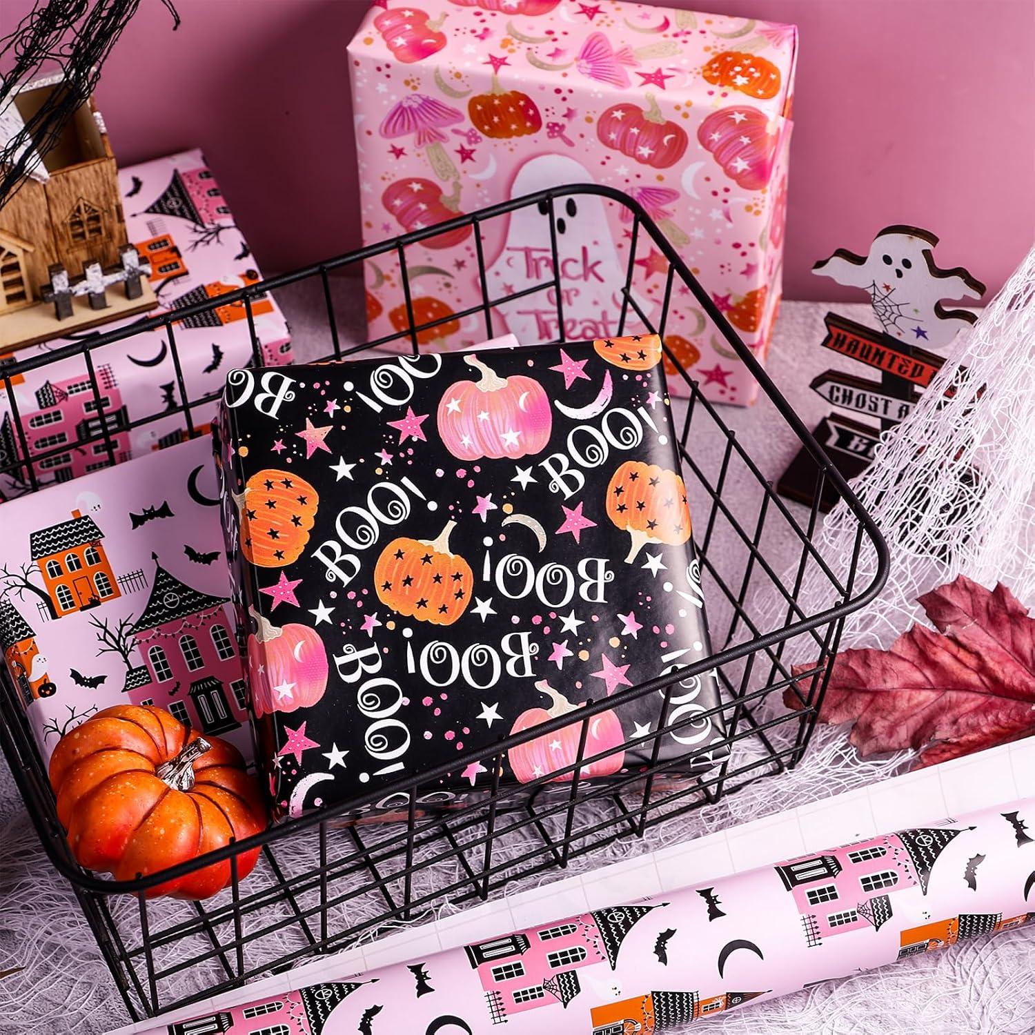 Halloween Geschenkpapierrolle Mini 3 Rollen 43,2 cm x 3 m dunkles