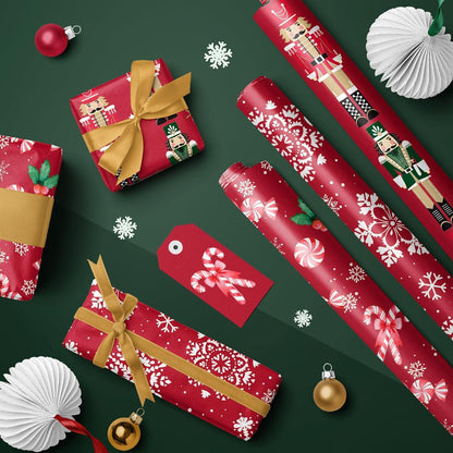 Weihnachts Geschenkpapierrolle Mini Rolle 3 Rollen 43,2 cm x 3 m