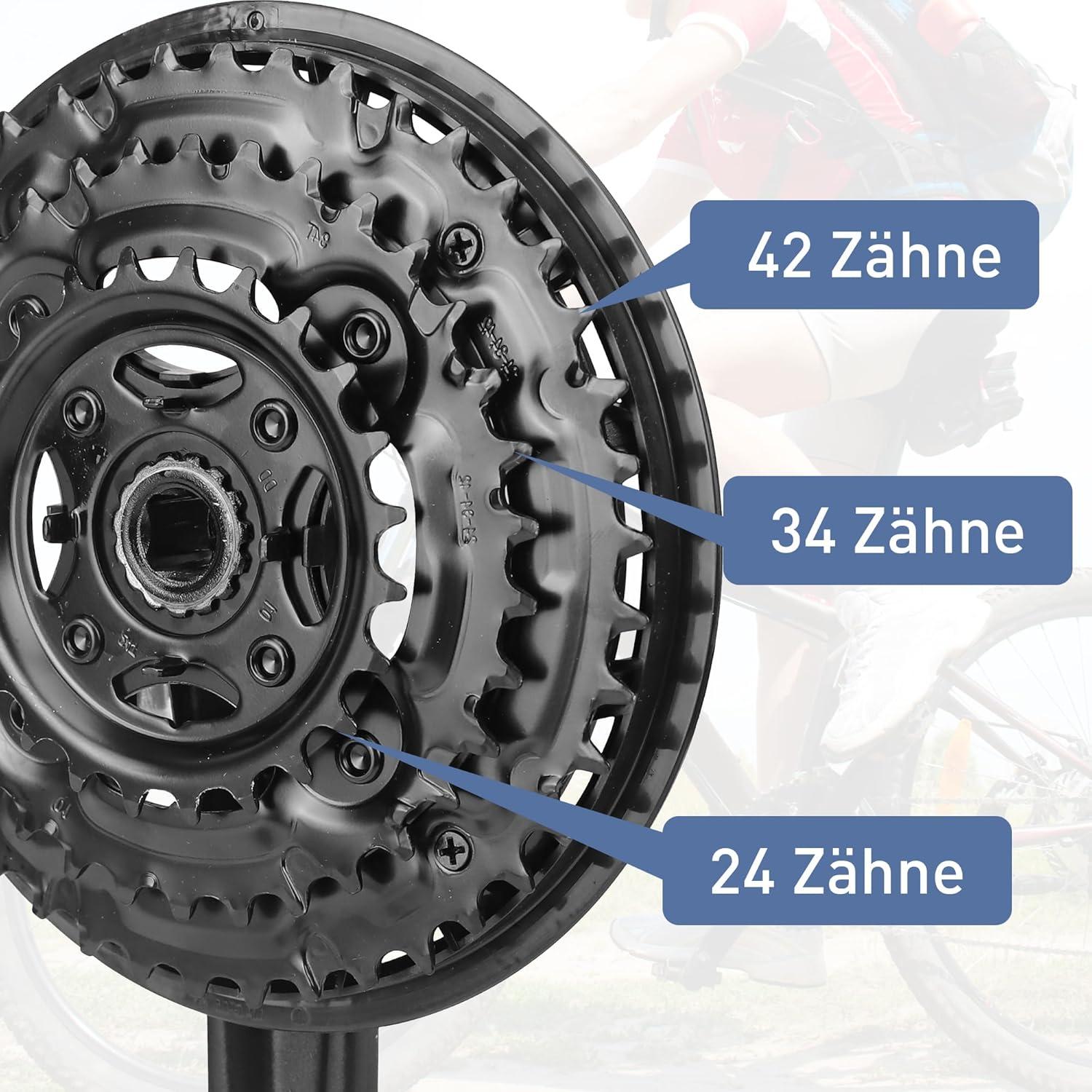 3x6/7/8 Gang Kettenradgarnitur 42-34-24 Zähne Kurbelgarnitur 170mm MTB