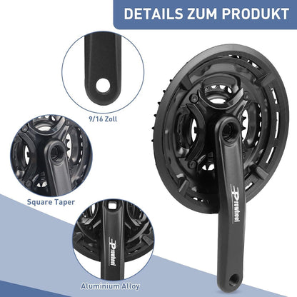 MEGHNA Kurbelgarnitur 42-34-24 Zähne 170mm MTB 3x6/7/8 Gang