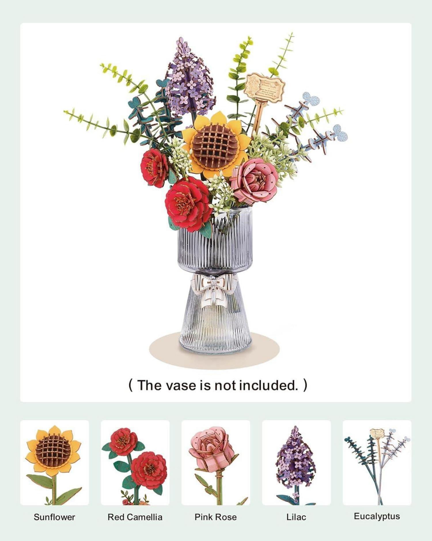 3D Holz Puzzle Blumenstrauß Handwerk Erwachsene Deko Geschenk