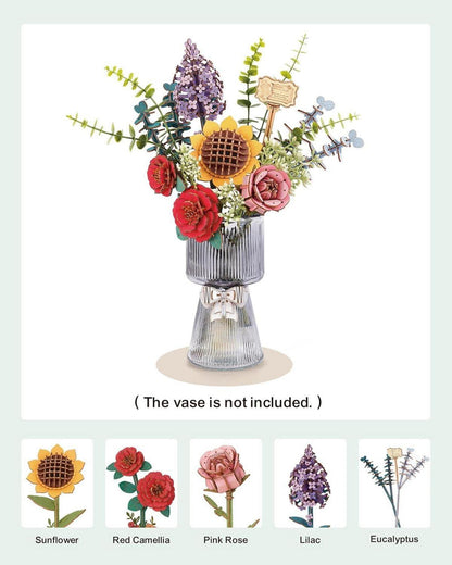 3D Holz Puzzle Blumenstrauß Handwerk Erwachsene Deko Geschenk