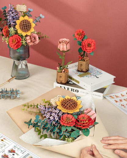 Rolife 3D Puzzle Holz Blume Bouquet Handwerk Kit Ere Geburtstag Valentinstag