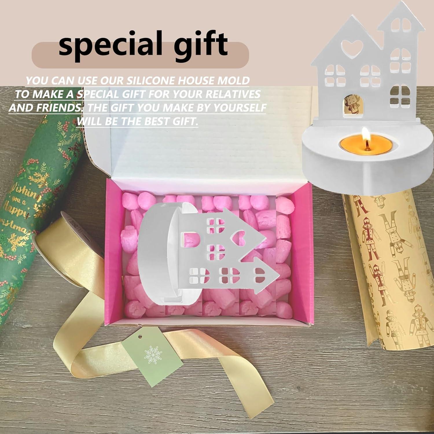 Silikonform Haus Gießform Kerzenhalter Häuser 2er Set