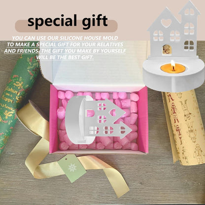 Silikonform Haus Gießform Kerzenhalter Häuser 2er Set