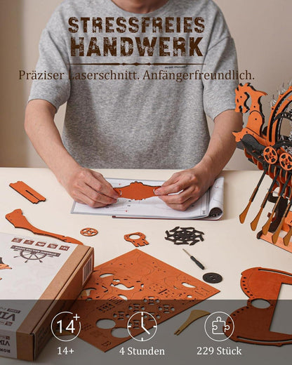 ROKR 3D Puzzle Holz Schiff Modellboot Bausatz 229 Teile Viking Dragon Ship