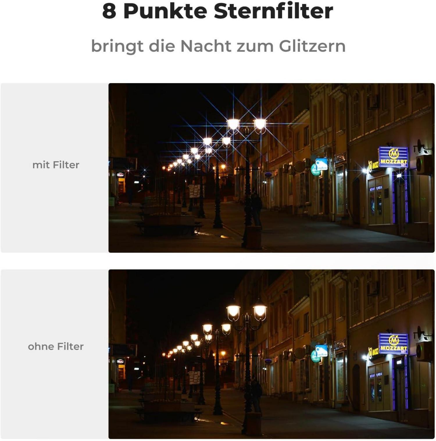 82mm Sternfilter Set 4 6 8 Punkte für Sternenlichteffekte