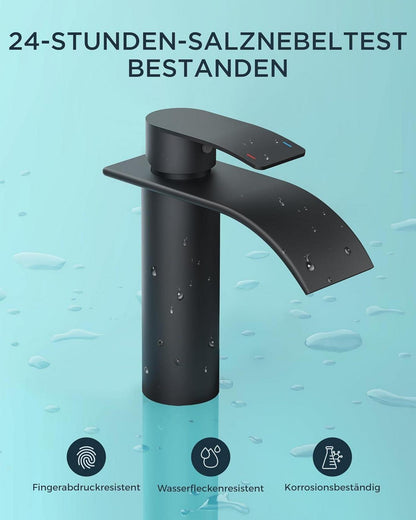 Wasserfall Einlochmontage Auslaufhöhe 110mm Schwarz