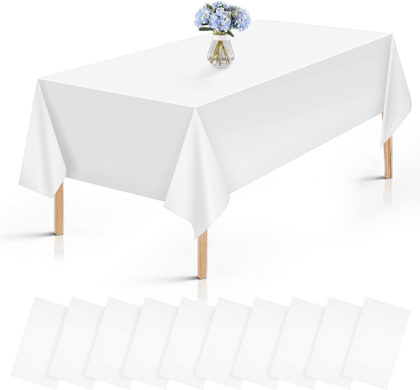 10er Pack Einweg Tischdecke Weiß Wasserdicht 137x274cm für Party