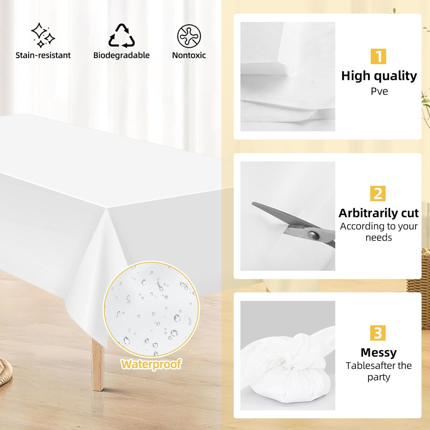 10er Pack Einweg Tischdecke Weiß Wasserdicht 137x274cm für Party