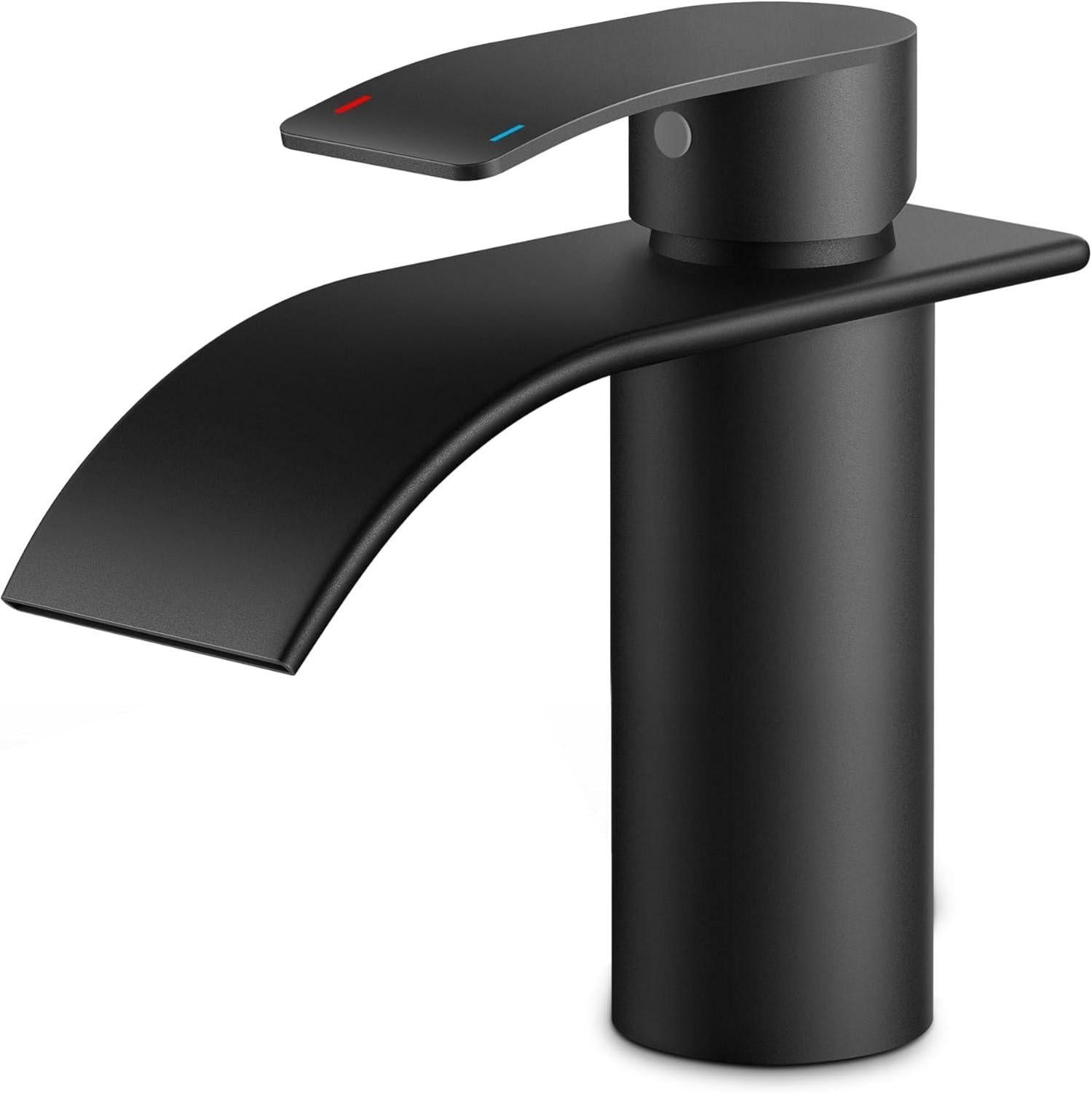 Moderne Matt-schwarz Wasserfall Waschbeckenarmatur 80MM