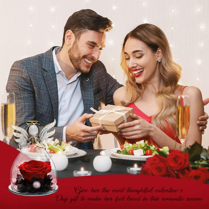 Ewige Rose Engel Figur Geschenk für beste Freundin, Infinity Rose Spruch