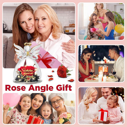 Ewige Rose Engel Figur Geschenk für beste Freundin, Infinity Rose Spruch