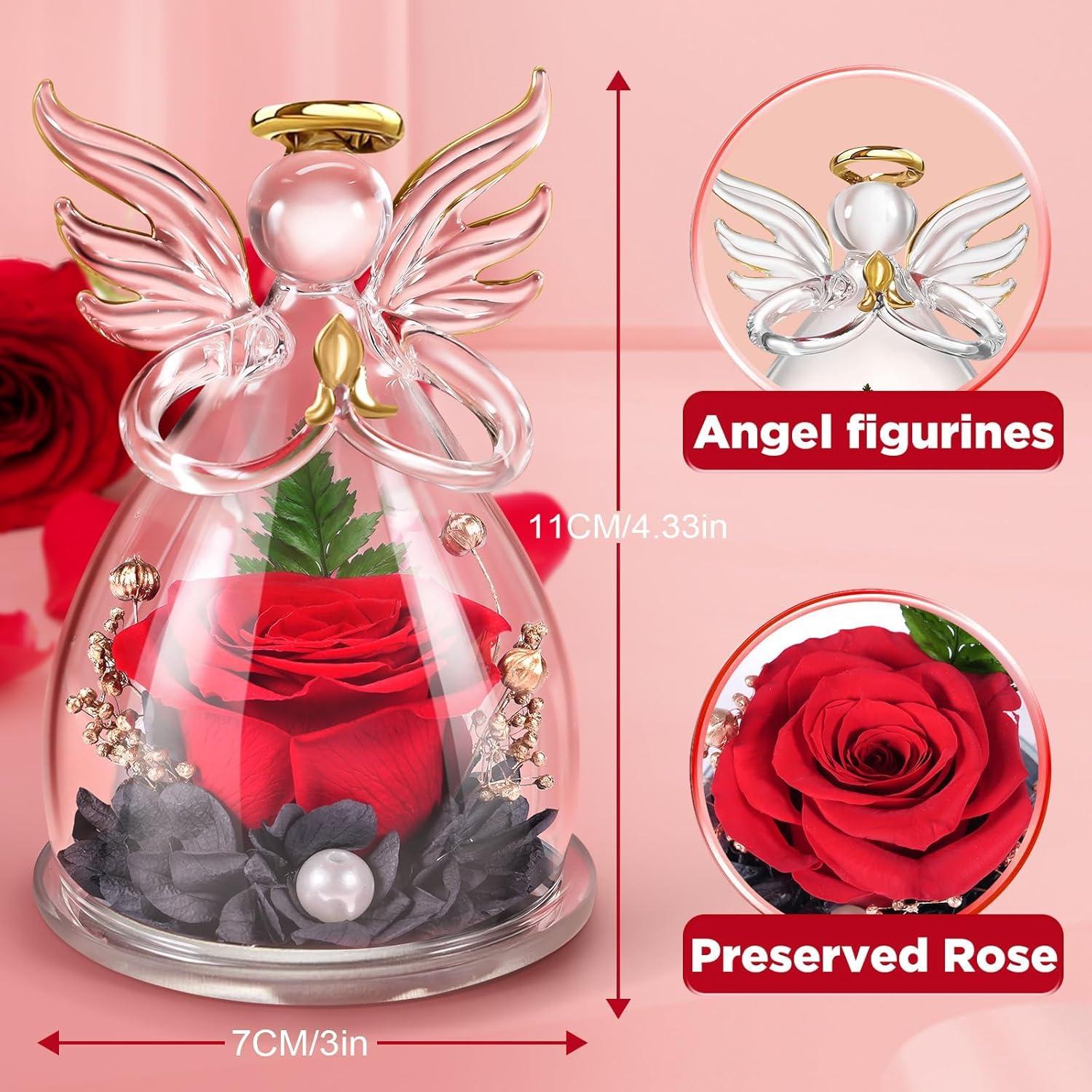 Engel Figur Ewige Rose Infinity Rose Geschenk für Freundin