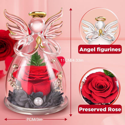 Engel Figur Ewige Rose Infinity Rose Geschenk für Freundin