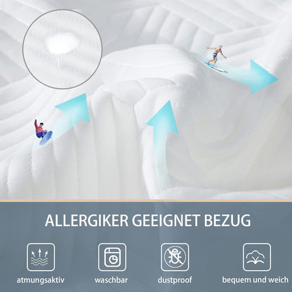 Memory Foam Nackenhörnchen mit höhenverstellbarem Schlafkissen - 100% Orthopädisch & Ergonomisch