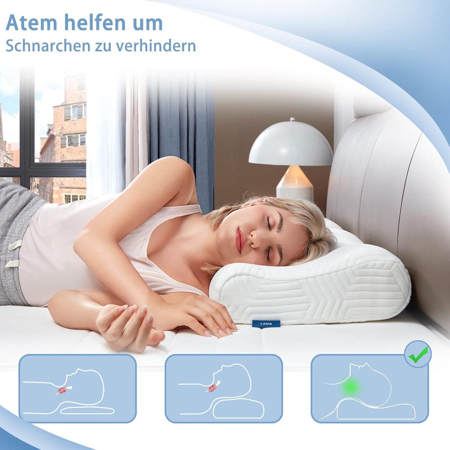 LAMB Nackenhörnchen Memory Foam Kissen Höheneinstellbar Ergonomisch Orthopädisch