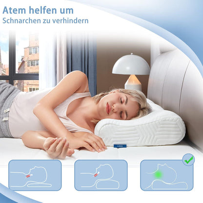 LAMB Nackenhörnchen Memory Foam Kissen Höheneinstellbar Ergonomisch Orthopädisch