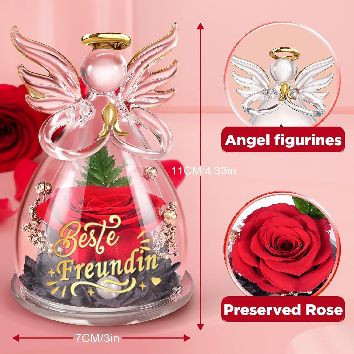 Ewige Rose Engel Figur Geschenk für Frauen, Infinity Rosen