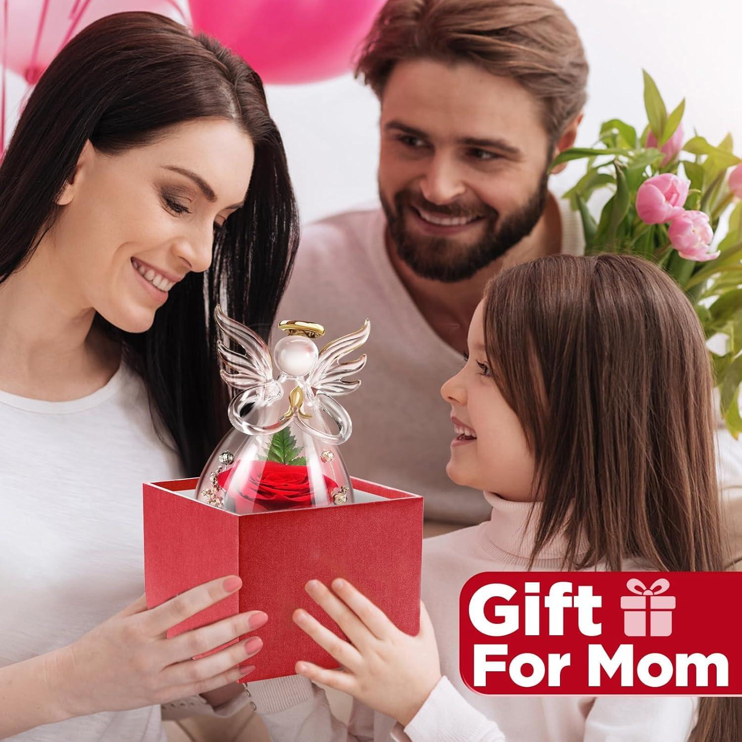 Ewige Rose Engel Figur Geschenk für Damen, Mutter, Ehefrau - Jahrestag, Geburtstag, Muttertag