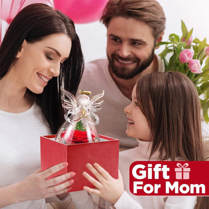 Ewige Rose Engel Figur Geschenk für Damen, Mutter, Ehefrau - Jahrestag, Geburtstag, Muttertag