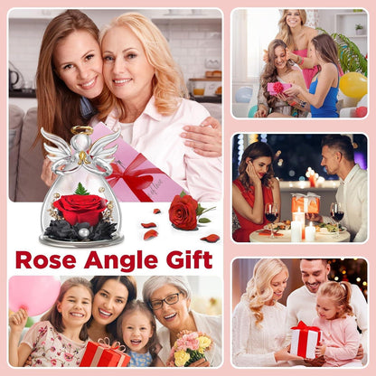 Ewige Blume Engel Figur Rose Geschenk für Damen - Jahrestag Muttertag