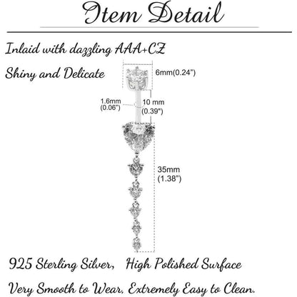 925 Sterling Silber Bauchnabelpiercing 10mm Zirkonia Damen