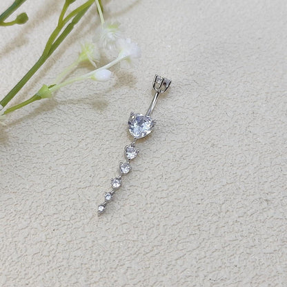 925 Sterling Silber Bauchnabelpiercing 10mm Zirkonia Damen