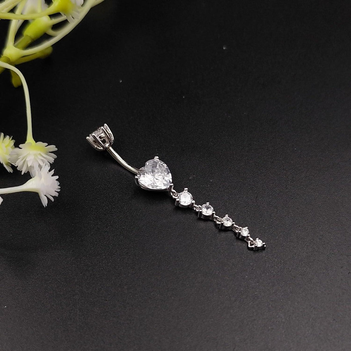 925 Sterling Silber Bauchnabelpiercing 10mm Zirkonia Damen