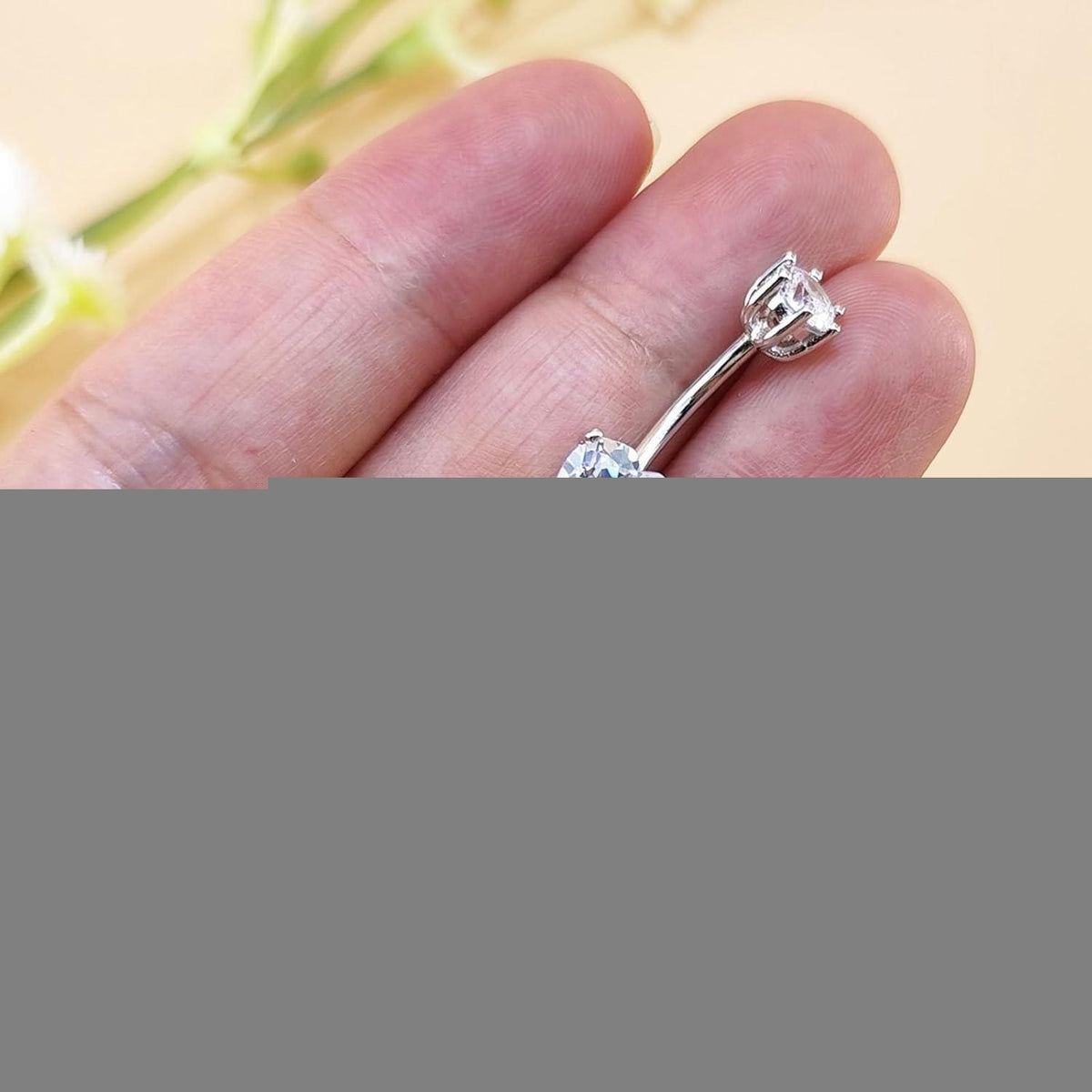 925 Sterling Silber Bauchnabelpiercing 10mm Zirkonia Damen