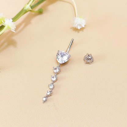 925 Sterling Silber Bauchnabelpiercing 10mm Zirkonia Damen