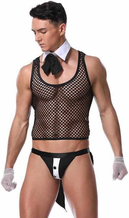 Erotisches Männer Kellner Barkeeper Kostüm Set mit Ouvert Unterwäsche