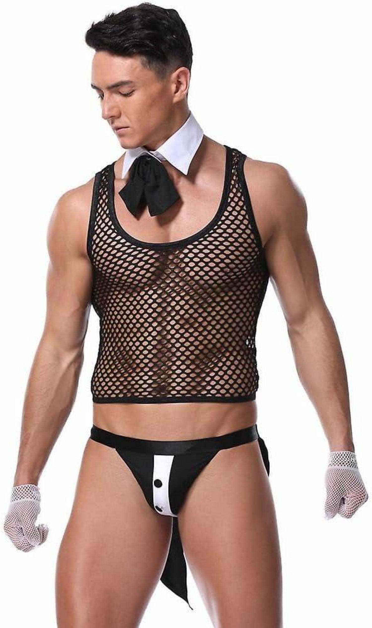 Erotisches Männer Kellner Barkeeper Kostüm Set mit Ouvert Unterwäsche