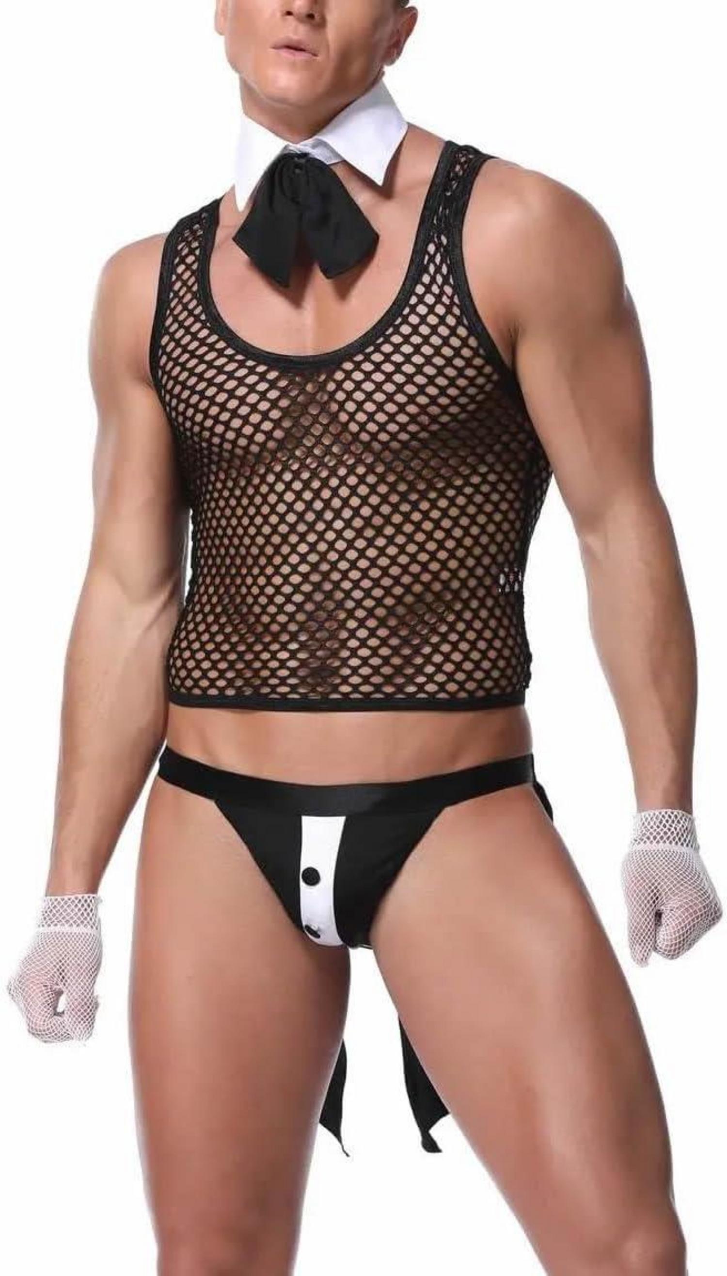 Herren Erotische Kellner Kostüm Ouvert Set Nachtclub Performance Bühne