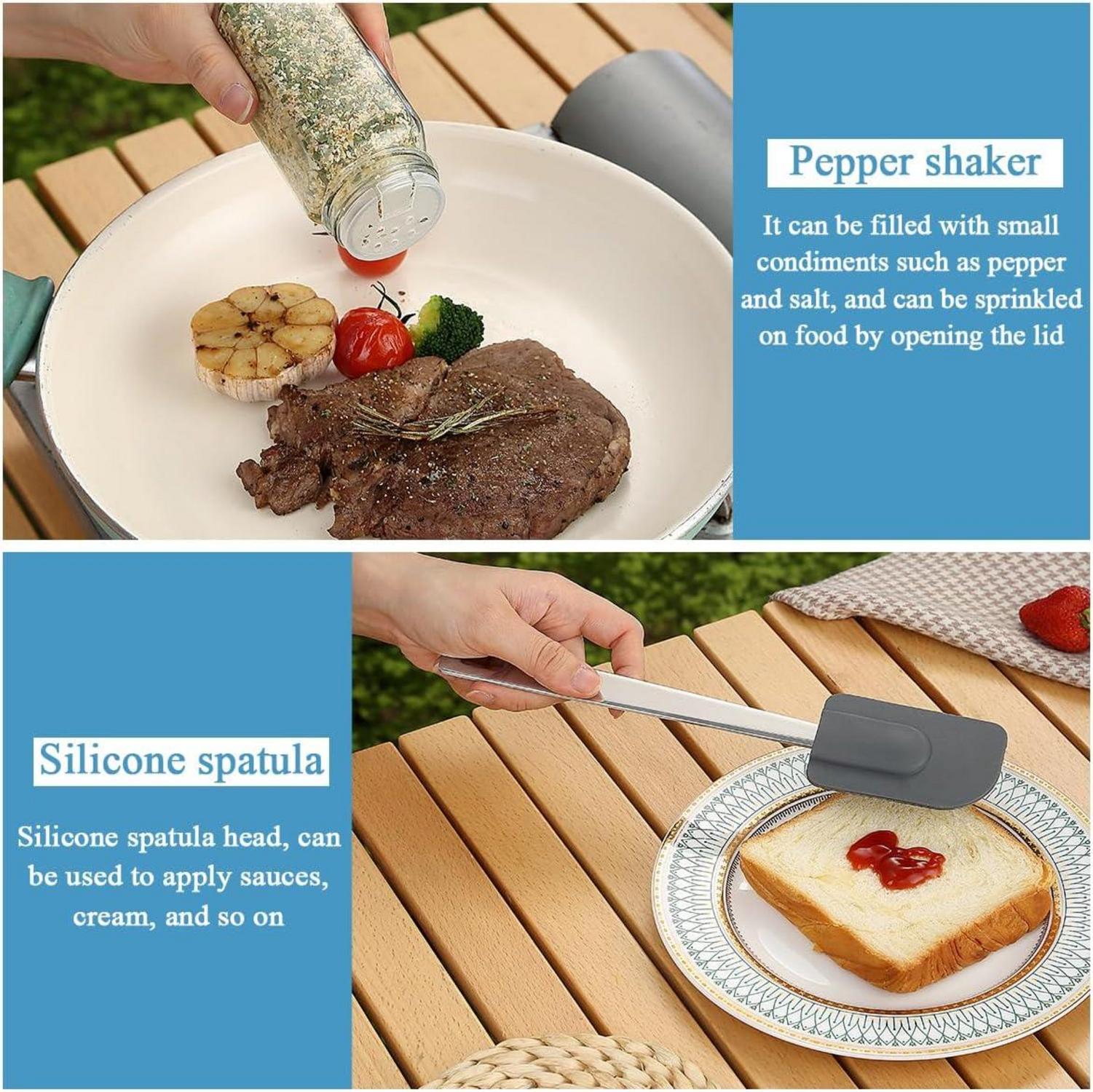 Camping Kochgeschirr Set 15-tlg. Edelstahl für Outdoor-Cooking