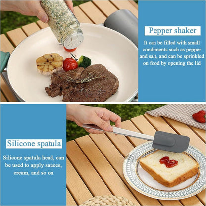 Camping Kochgeschirr Set 15-tlg. Edelstahl für Outdoor-Cooking