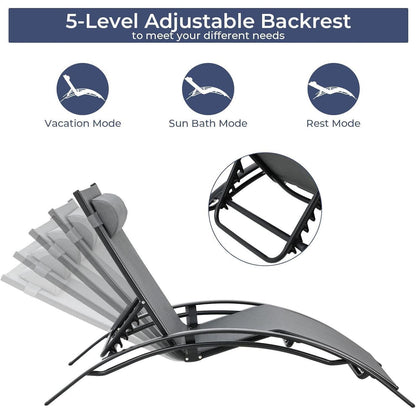 Aluminium Sonnenliege XXL Set mit Beistelltisch und