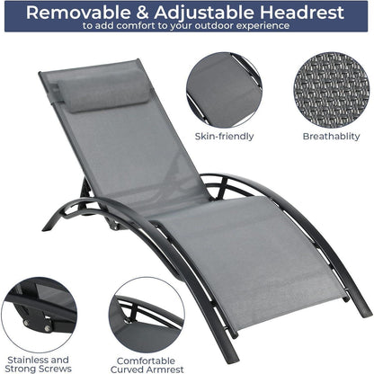 Aluminium Sonnenliege XXL Set mit Beistelltisch und