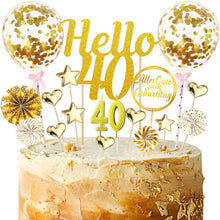 20-teiliges Glitzer Cake Topper Set Geburtstag 40 Gold