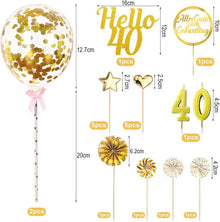 20 PCS Glitzer 40 Geburtstag Cake Topper Set Gold Acryl