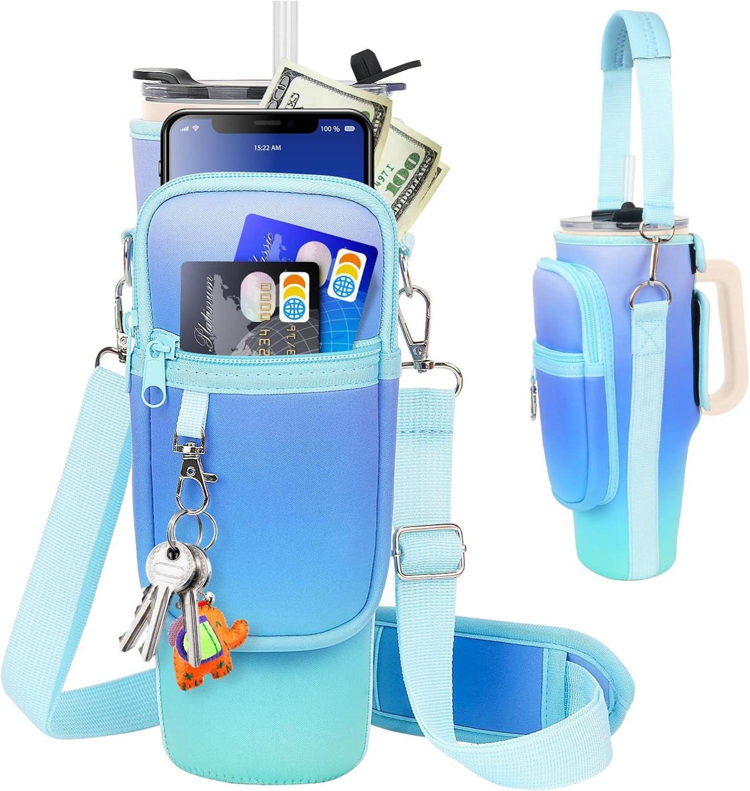 LEFOR·Z Neopren Tragetasche für Wasserflaschen mit Handyfach und