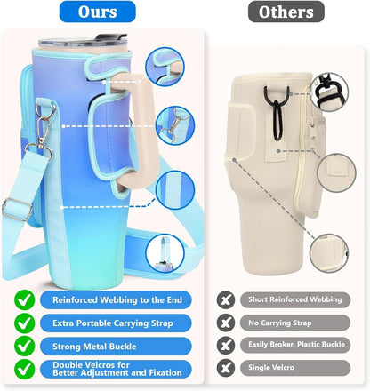 LEFOR·Z Neopren Tragetasche für Wasserflaschen mit Handyfach und