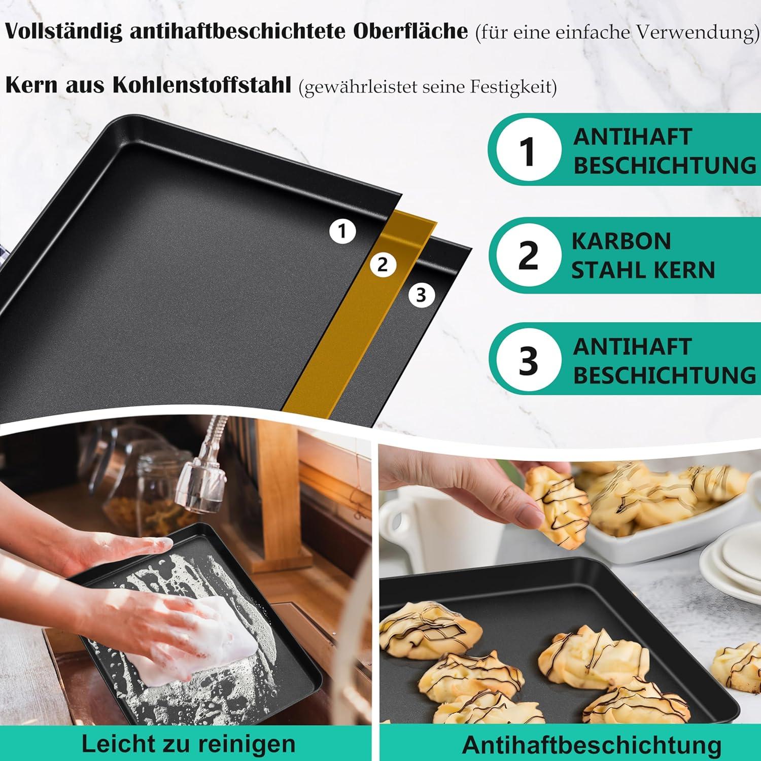 Rechteckiges Ofenblech 31,5 x 24,3 cm Antihaft Kuchenblech robust & leicht zu