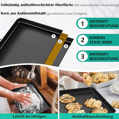 Rechteckiges Ofenblech 31,5 x 24,3 cm Antihaft Kuchenblech robust & leicht zu