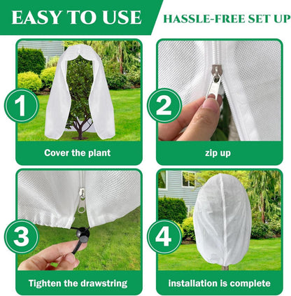 2er Set Große Winter Pflanzenschutz Abdeckung 1.6x1.8m - Frostschutz mit Reißverschluss & Zugband