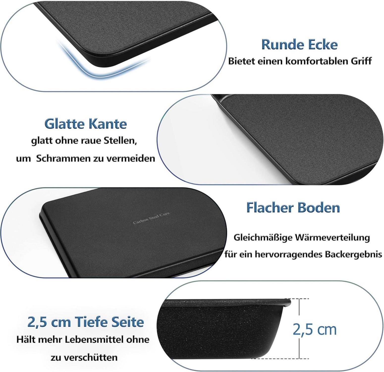 Großes Rechteckiges Backblech mit Antihaftbeschichtung 40,5 x 30,5 x