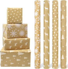 4 Rollen recyceltes Weihnachtsgeschenkpapier 43cm x 3m festliche